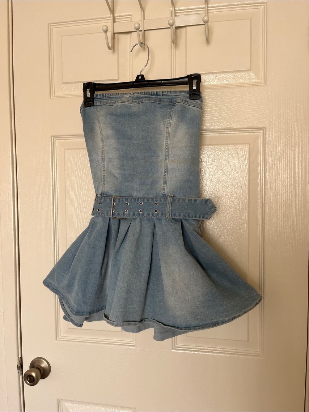 Love Tree Light Blue Denim Mini Skirt with Belt